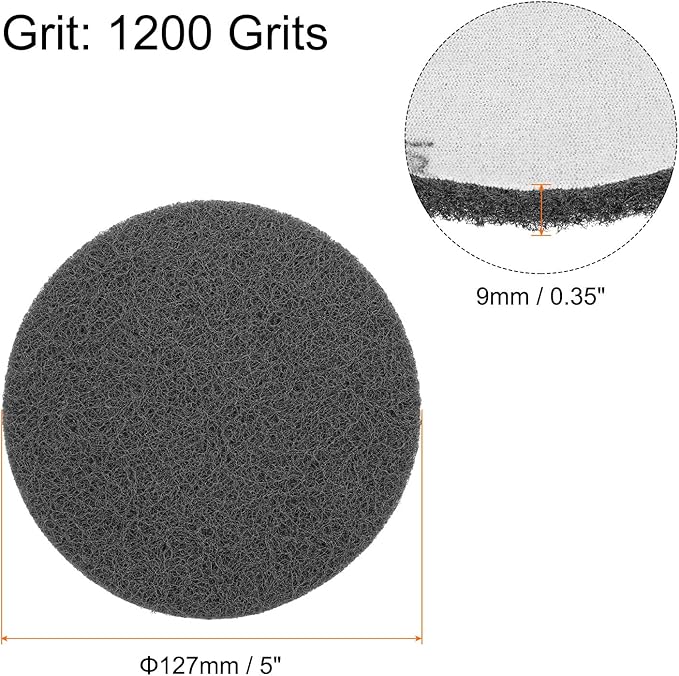 HARFINGTON 12pcs Scrubber Scouring Pads 1200 Grits 5 Inch Drill Power Brush Hoop and Loop Surface Conditioning Disc Drill Scuffing Disc Scrub Pads for Home Kitchen Cleaning, Light Grey