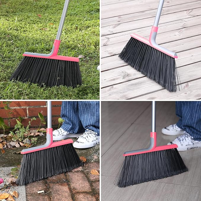 KeFanta Heavy Duty Broom, Outdoor Broom with 54.7" Long Handle, Commercial Brooms for Sweeping Outdoor Concrete Courtyard Garage Patio Indoor Home Floor Kitchen Office Lobby