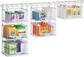 3-Pack Hanging Laundry Organizer, Stackable Wire Shelf Storage with Label Cards, Foldable Metal Baskets with 360 Rotating Hooks, Space-Saving for Laundry Room, Closet & Pantry, 11"15" Large, White