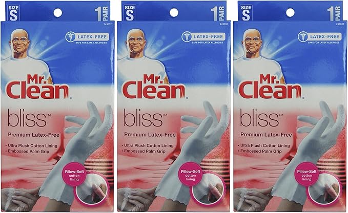 Mr. Clean Bliss Premium Latex-Free Gloves, Small, 3 pairs