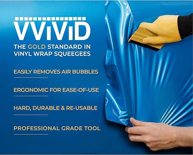 VViViD Gold Vinyl Wrap Squeegee - Nylon-Reinforced Tool for Car Wraps, Window Tint & Decals - (1 Pack)