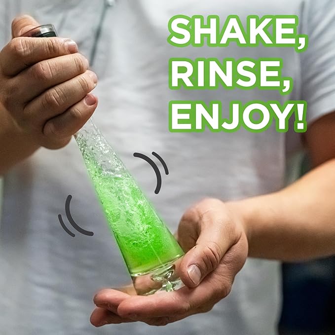 Chubbs Shake & Rinse Glass Cleaner - Cleans and Restores Within Minutes/Removes Tough, Hard-To-Reach Stains From Glassware | Perfect for Ceramic, Glass, & Metal | Restores Glass Back To New 16 Fl Oz