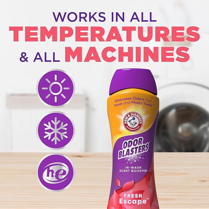 ARM & HAMMER Odor Blasters In-Wash Scent Booster,Laundry Scent Booster Fresh Escape-scent,24 Oz,(Pack of 2)