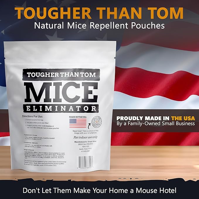 All-Natural Mice Repellent Pouches – Harmless Peppermint Essential Oil Mouse Deterrent - Keep Mice Out of Your Home and Your Family Safe - by Tougher Than Tom