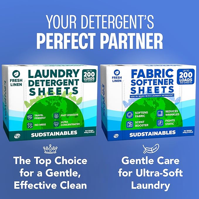 Fabric Softener Sheets bundle with 100 Strips Unscented Laundry Detergent Sheets