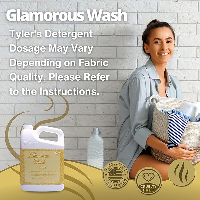 Worldwide Nutrition Bundle Compatible with Tyler Glamorous Wash Diva Laundry Liquid Detergent - Hand and Machine Washable Diva Laundry Detergent - 1.89L (64 Fl Oz) Detergent with Keychain