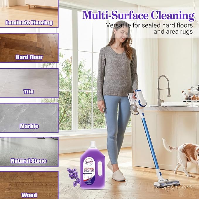 84.53 FL OZ/ 2.5 L Lavender Scent Floor Cleaning Solution Compatible with Tineco，No Residue & Long-lasting Fragrance, Floor Cleaner Refill for All Robot Vacuums & Cordless Floor Washers/Mop Vacuums