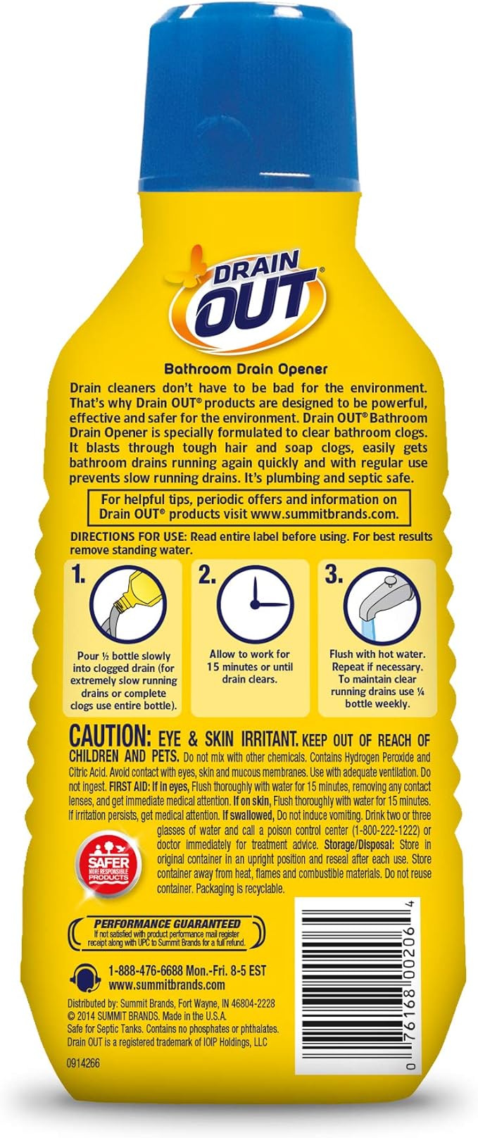 Drain OUT Bathroom Drain Cleaner, Hair & Soap Scum Clog Remover, Drain Opener, Toilet Clog Remover, 16 Ounce