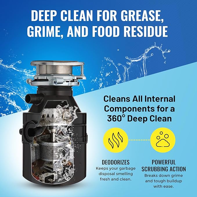 Bastion Garbage Disposal Cleaner Deodorizer Tablets - 24 Pack (1 Year Supply) Powerful Foaming XL 15g Fresh Citrus-Scented Foam Freshener Tabs Clean, & Eliminate Garburator Disposer Sink Odors