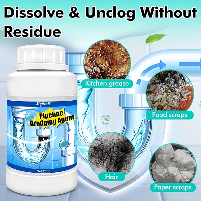 Powerful Pipe Dredging Agent,Drain Clog Remover,Kitchen Drain Cleaner for Unclogs Bathroom and Kitchen Sinks,Drains,Shower Pipes,Tubs & Toilets