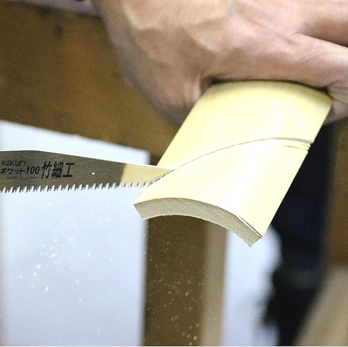 KAKURI Bamboo Saw Folding 4" for Bamboo Cutting, Japanese Pull Saw Razor Sharp Japanese Steel Blade, Mini Pocket Hand Saw for Bamboo Crafts, Hobby, Foldable Wood Handle, Made in JAPAN