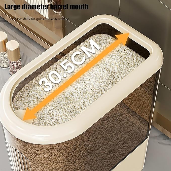 Peaoop 11LB Rice Dispenser, Large Grain Container Storage with Lid Measuring Cylinder Household Cereal Dispenser Bucket for Kitchen Soybean Corn(11lb)