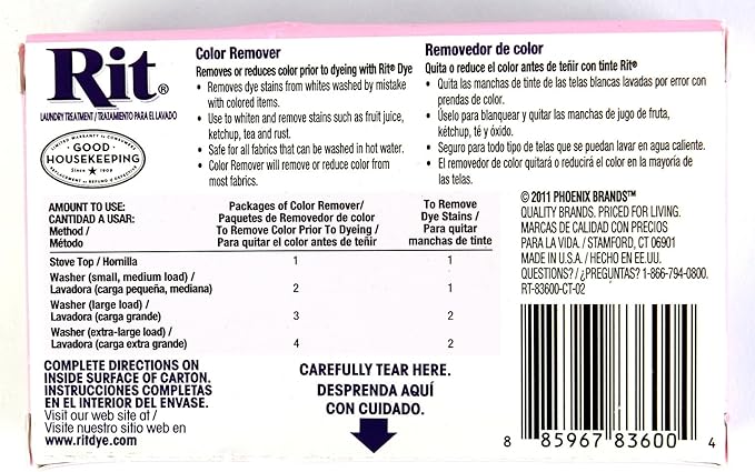 Rit Dye Laundry Treatment Color Remover Powder, 2 oz, 72-Pack