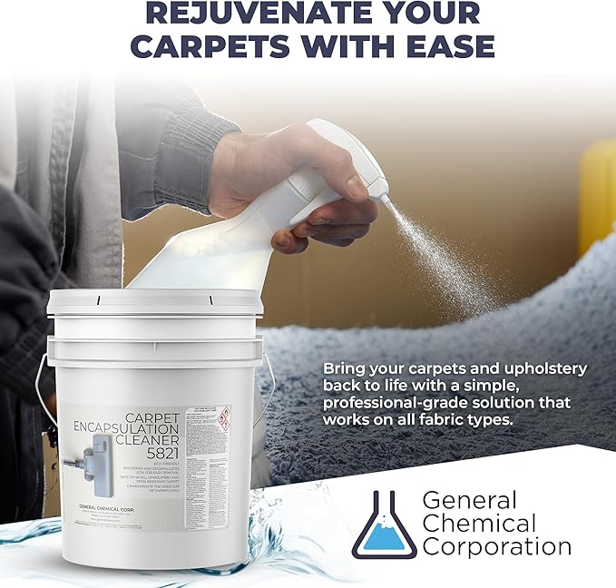 Carpet Encapsulation Cleaner 5821 - Rug Shampoo for Upholstery, Rugs, & Wool - Fast Drying, Nature Conscious Cleaning - Professional Grade Carpet Solution - 5 Gallon Pail