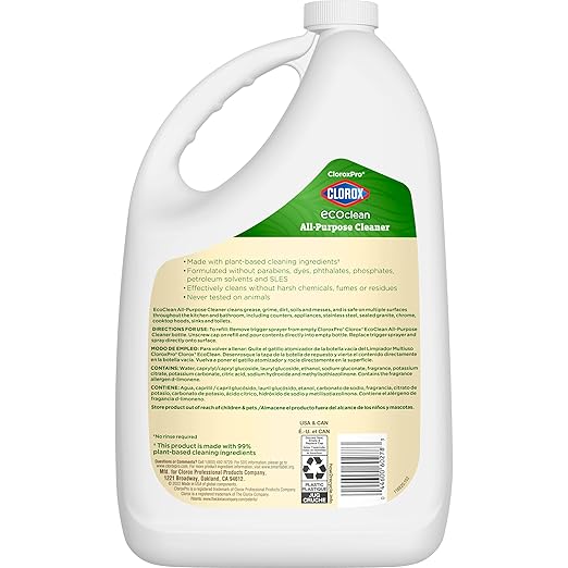 CloroxPro Clorox EcoClean All-Purpose Cleaner Refill, 128 Fluid Ounces, Pack of 4