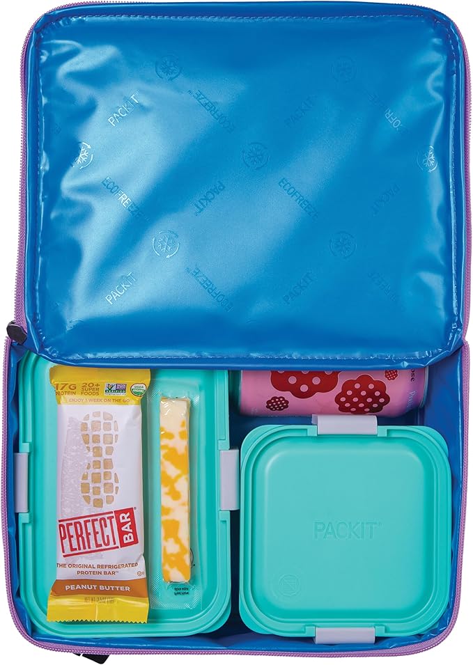 PackIt(R) Freezable Classic Lunch Box, Lavender, Built with EcoFreeze(R) Technology, Fully Freezable, Collapsible, Reusable, With Zip Front Pocket and Buckle Handle, Designed for Fresh Lunch On the Go
