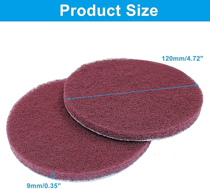 10 Pcs 400 Grits Power Scrubber Pad, Replacement Scouring Pads Abrasive Buffing Pads Drill Power Brush Polishing Pad(5 Inch, Red)
