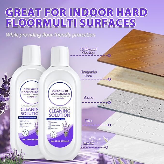 Floor Cleaning Solution Compatible with Tineco – Lavender Floor Cleaner – Long-Lasting, Fresh & Crisp Scent – For All Cordless Wet/Dry Vacuum Mop Cleaner & Robot Vacuums with Mopping (2 Bottle)