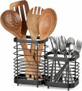 Utensil Holder, Stainless Steel Utensil Drying Rack for Kitchen Counter, Silverware Cutlery Flatware Holder Forks, Knives, Spoons, Chopsticks Organizer (Black)