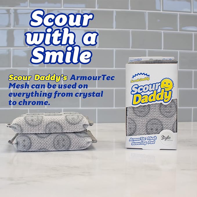 Scrub Daddy Scour Daddy Style, Scourers Non Scratch Scrubbing Sponge, Scouring Pads, Kitchen Sponges for Dishes, Dishwashing Pan Scrubber, Cleaning Supplies, Dish Sponges for Washing up, Pack of 2