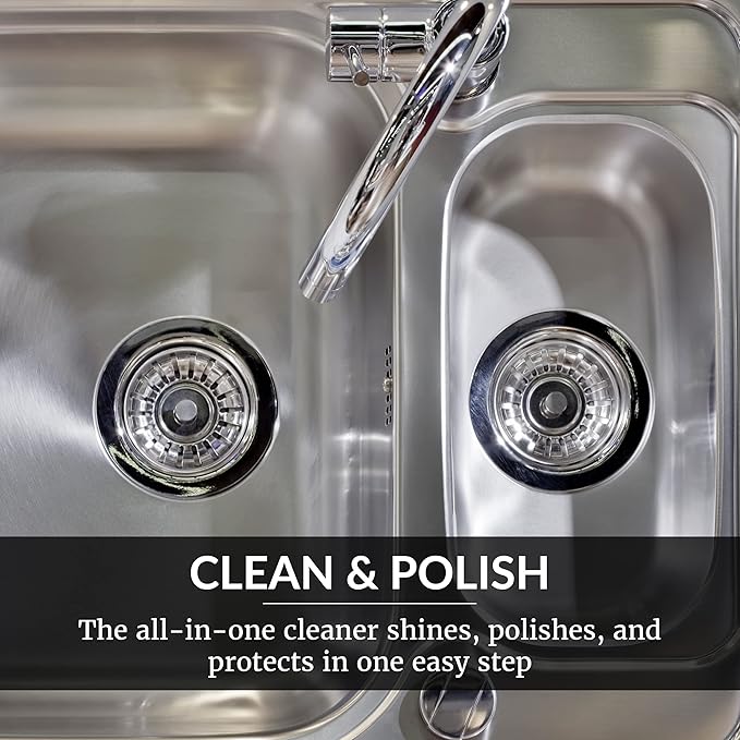 HOPE'S Perfect Sink Cleaner and Polish, 8.5 Fl Oz, and Perfect Glass Cleaner Spray with Microfiber Cloth, 32 Fl Oz, Bundle