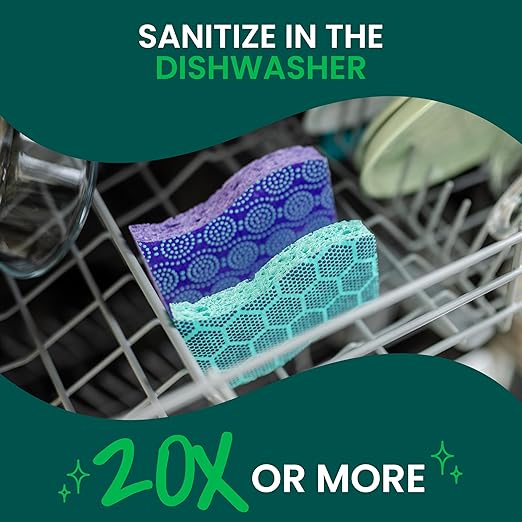 Scotch-Brite Odor Resist Heavy Duty Scrub Sponge, Dishwasher-Safe Kitchen sponges for Serious Scrubbing, Multipurpose Dish Sponge for Stuck-On Messes, 6 Scrubbing Sponges