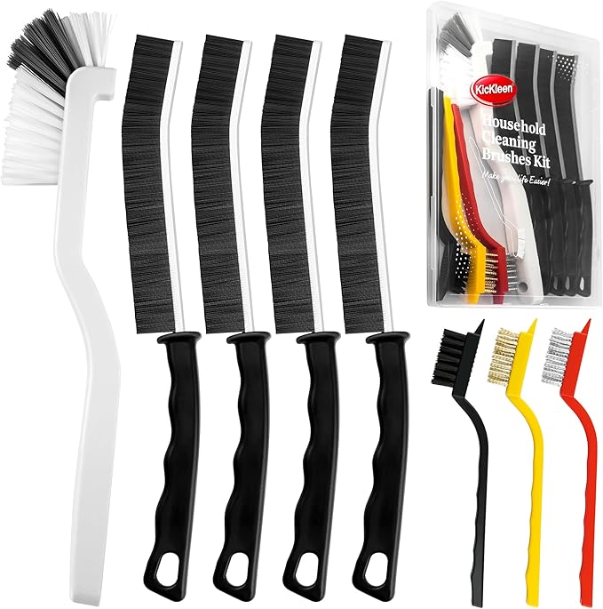 8 Pcs Crevice Cleaning Brush Set, Multi-Purpose Hard Bristle Brushes for Deep Cleaning Kitchen, Bathroom, Grout, Sink, Cup, Teapot, Bottle, Blender, Corners, Tight Spaces (Multicolor)