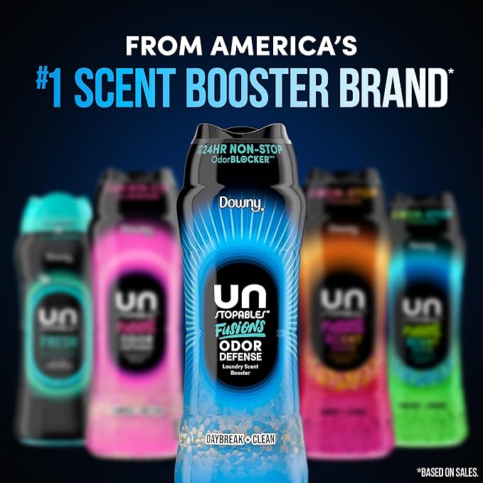 Downy Unstopables Fusions Odor Defense In-Wash Laundry Scent Booster Beads, Daybreak + Clean Scent, 10.7 OZ, 2-in-1 Laundry Beads for Odor Defense