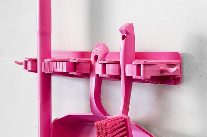 Vikan 45871 Bench Cleaning Brush, Polypropylene/Polyester Soft Bristle Dustpan Brush & Sweeper With Handle, 14-Inch, Pink