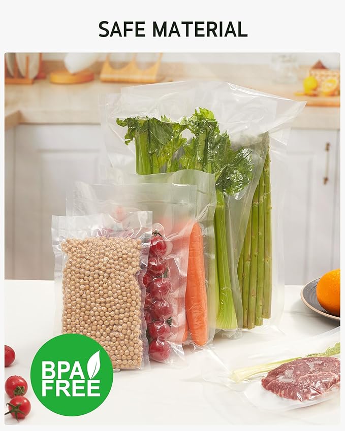 Syntus Vacuum Sealer Bags for Food, 400 Count Quart 8" x 12" Commercial Grade PreCut Bag, BPA Free Food Vac Bags for Storage, Meal Prep or Sous Vide
