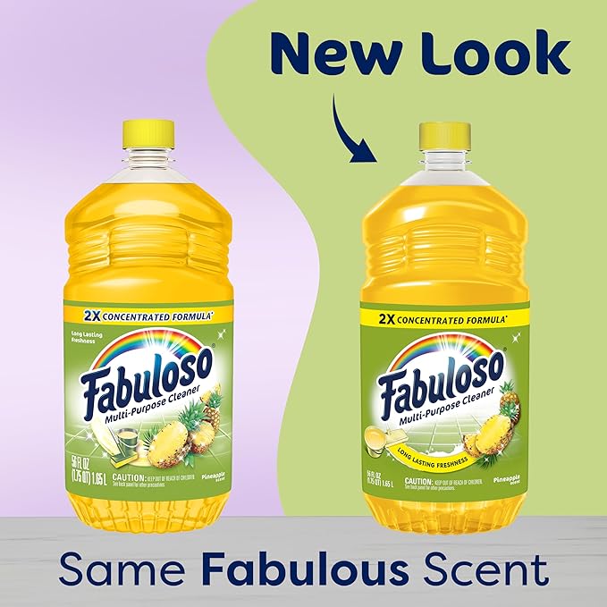 Fabuloso Multi-Purpose Cleaner, 2X Concentrated Formula, Floor Cleaner, Pineapple Scent, 56 fl oz
