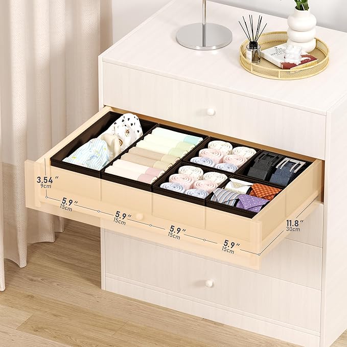 DIMJ Drawer Organizer Clothes Storage - 16 Pack Baby Dresser Organizer for Nursery, Foldable Drawer Dividers for Bedroom Closet Organization, Fabric Storage Bins for Socks, Underwears, Bras