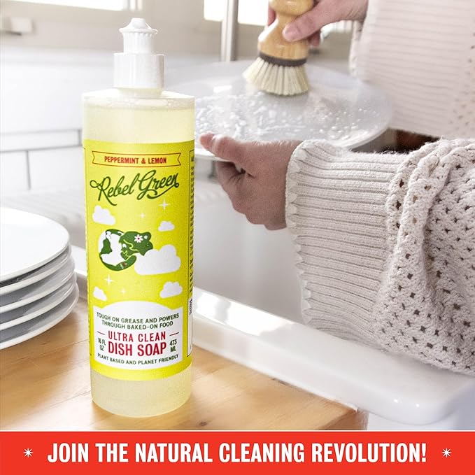 Rebel Green Super Deluxe Dish Soap - Plant-Derived Sustainable Dishwashing Soap - Cranberry & Mandarin Scent - 16 fl oz - 2 Pack