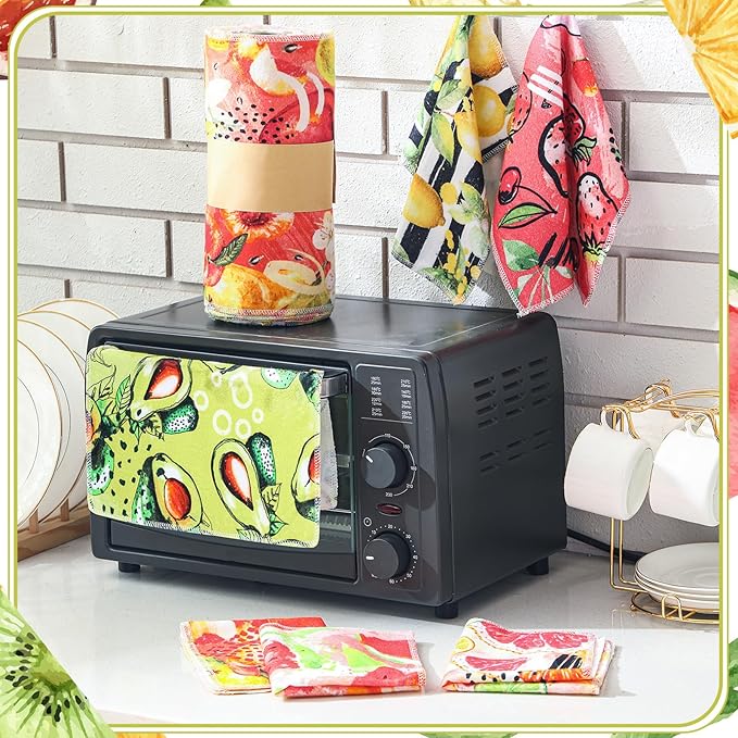 36 Pack Fruit Reusable Cleaning Cloths Washable Cotton Kitchen Towels for Home (Fresh Color)