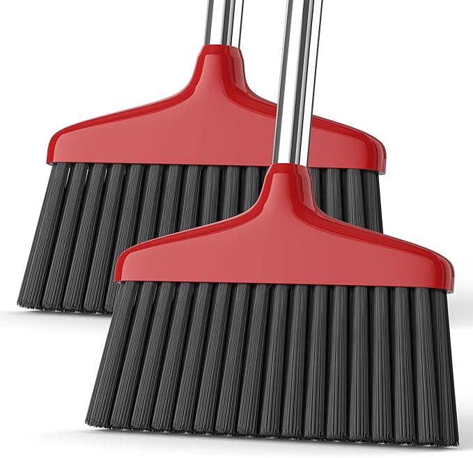 Handy Broom, Indoor/Outdoor Brooms, Duty Kitchen Broom, for Home Garage Kitchen Office Courtyard Lobby Patio Lawn Concrete (2, Red)