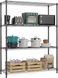 M MZG 1400 lbs 4 Tier Storage Rack Metal Wire Shelving Unit, Storage Standing Household Shelf Organizer for Kitchen Pantry Closet Garage Basement Utility Room, Black 15.8" D x 45.3" W x 59.4" H