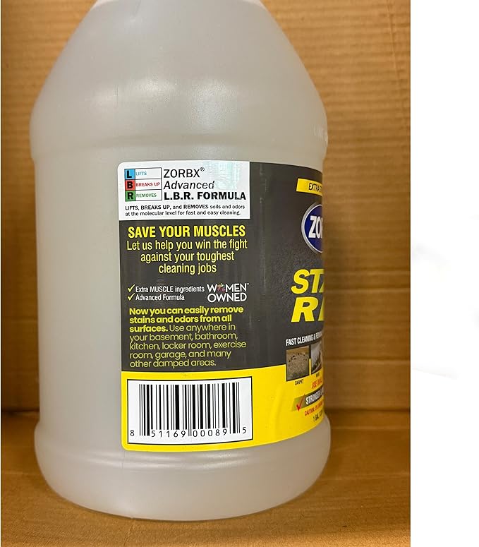 ZORBX Stain & Odor Remover & Cleaner Spray 128 FL Oz Refill – Scrub Free Formula - Bleach Free Stain & Smell Eliminator for Shower, Bathroom, Ceiling, Carpet, Cars, Walls & Wood