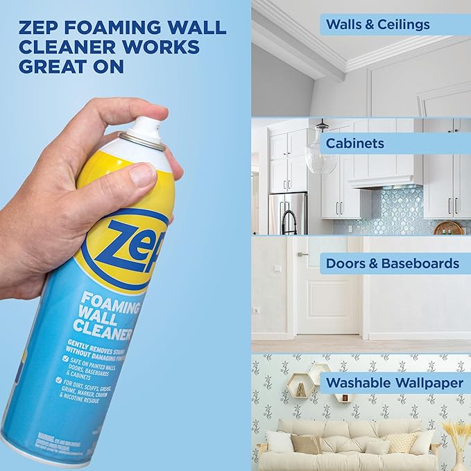 Zep Foaming Wall Cleaner - 18 oz (Case of 4) ZUFWC18 - Removes Stains Without Damaging Finishes