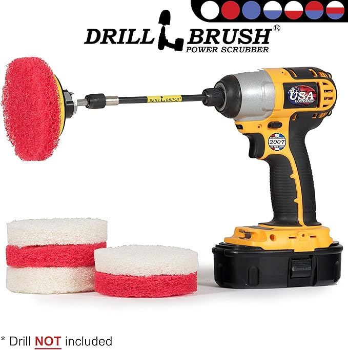 Drill Brush - Drill Attachment - Bathroom - Power Scrubber Pads - Cleaning Pads - Bath - Shower Door - Scouring Pad Kit - Bath Mat - Bathroom Sink - Shower Cleaner - Vinyl Flooring - Scrub Pads