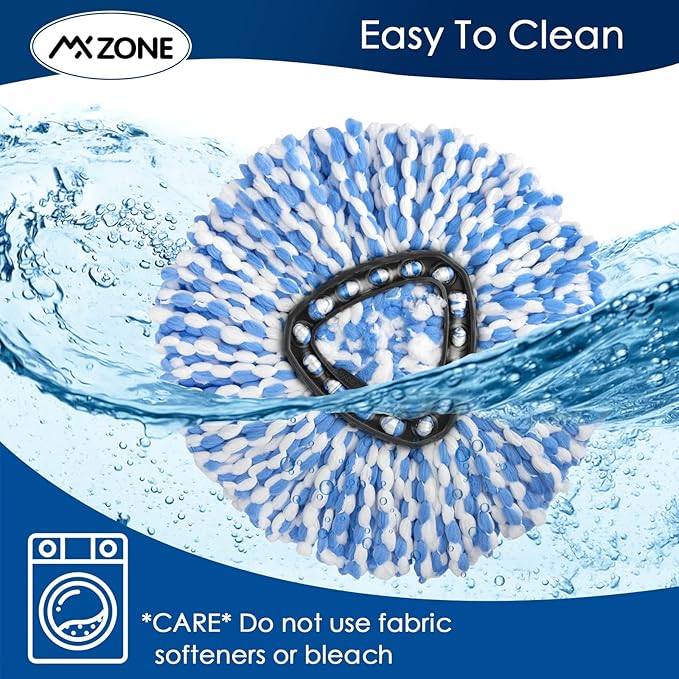 Spin Mop Head Replacement - 4 Pack Microfiber, Blue for O-Ceda Spinning Mop, EasyWring RinseClean, 2 Tank System Bucket