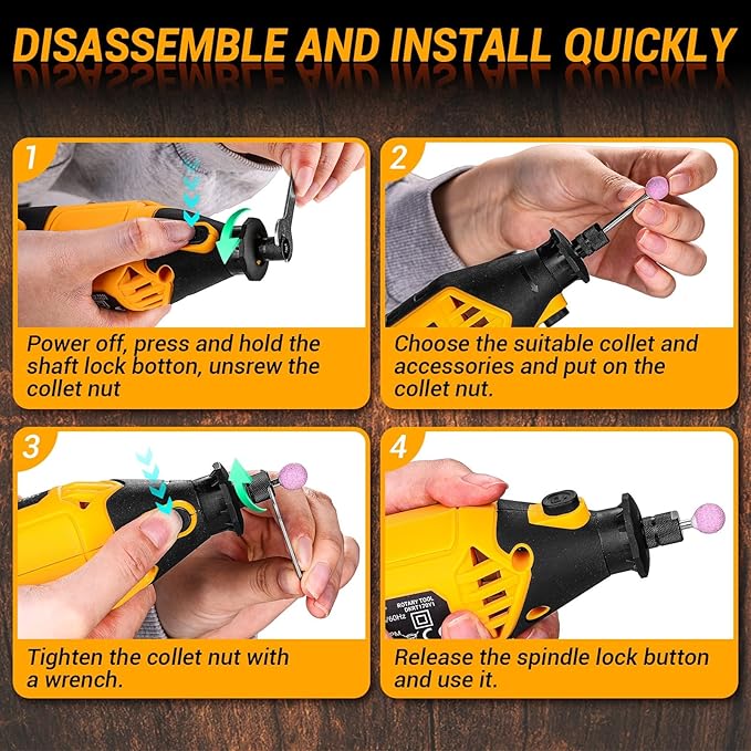 Rotary Tool Kit: DEKOPRO Power Hand Rotary Tools Mini for Wood/Metal, Electric Grinder Drill Machine Set with Flex Shaft for Carving, Cutting, Sanding, Grinding, Polishing, Engraving