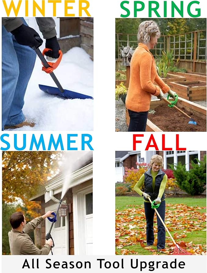 Back-Saving Tool Handle Attachment, EVR-Grip Upgrade, Labor-Saving Ergonomic Shovel Add-on Handle, RED