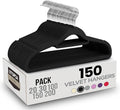 Utopia Home Premium Velvet Hangers 150 Pack - Non-Slip Clothes Hanger with Tie Bar - Black Hangers with 360 Degree Rotatable Hook - Heavy Duty Coat Hanger