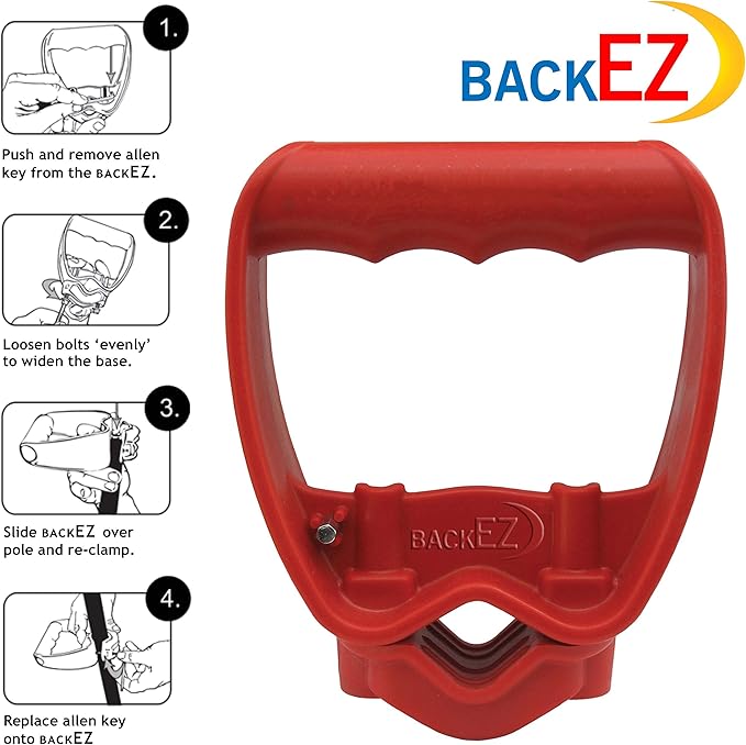 Back-Saving Tool Handle Attachment, EVR-Grip Upgrade, Labor-Saving Ergonomic Shovel Add-on Handle, RED