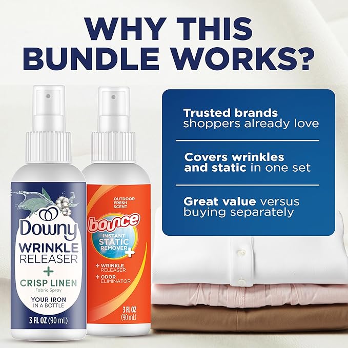 Downy Wrinkle Release Spray w/Bonus 3oz Bounce Spray Sample