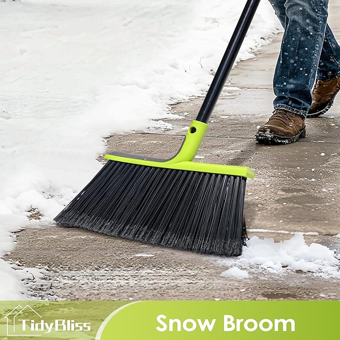 4 Packs Outdoor Broom Heavy Duty, 56 inches Tall Commercial Soft Bristle Angle Brush for Sweeping Outside Patio Garden Porch Deck Shop Restaurant Garage House Lobby Hardwood Floors (Green)