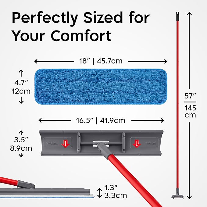 Tyroler Heavy Duty Floor Squeegee for Concrete Floors | 16.5" Squeegee for Floor with 55" 4-Part Handle | Squeegees Broom for Floors | The MoppyShmoppy is The Ideal Squeegees Mop for All Surfaces