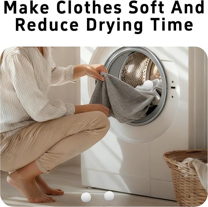 6PCS 2.3 Inch Laundry Dryer Balls, Reusable Drying Balls for Clothes and Fabric Softening (White)