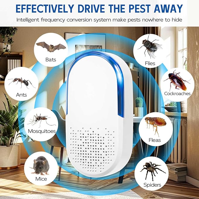 Ultrasonic Pest Repeller Plug in Mouse Rodent Mice Rat Mosquito Spider Roach Repellent Indoor Ultrasound Bug Insect Repellent for Home Basement Attic Garage, Electronic Plug in Pest Control (6)