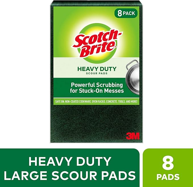 Scotch-Brite Heavy Duty Large Scour 8 Pads, Scouring Pads for Kitchen and Dish Cleaning, (Pack of 4)